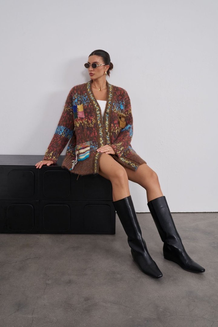 Oversize-Strickjacke mit Muster