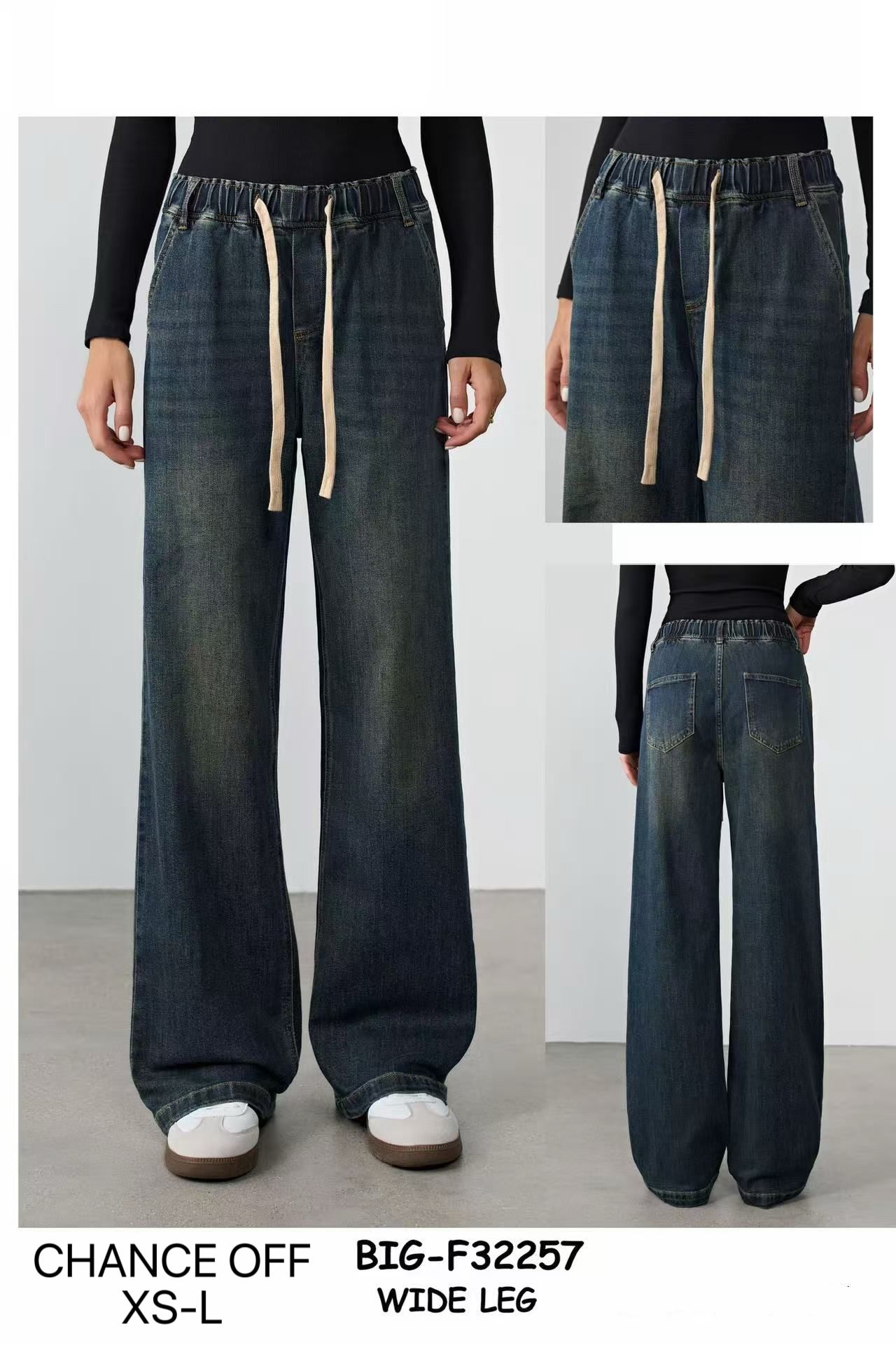 Wide-Leg Jeans mit elastischem Bund