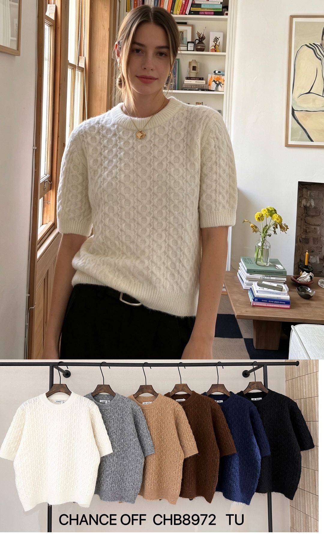 Gerader Pullover mit Puffärmel