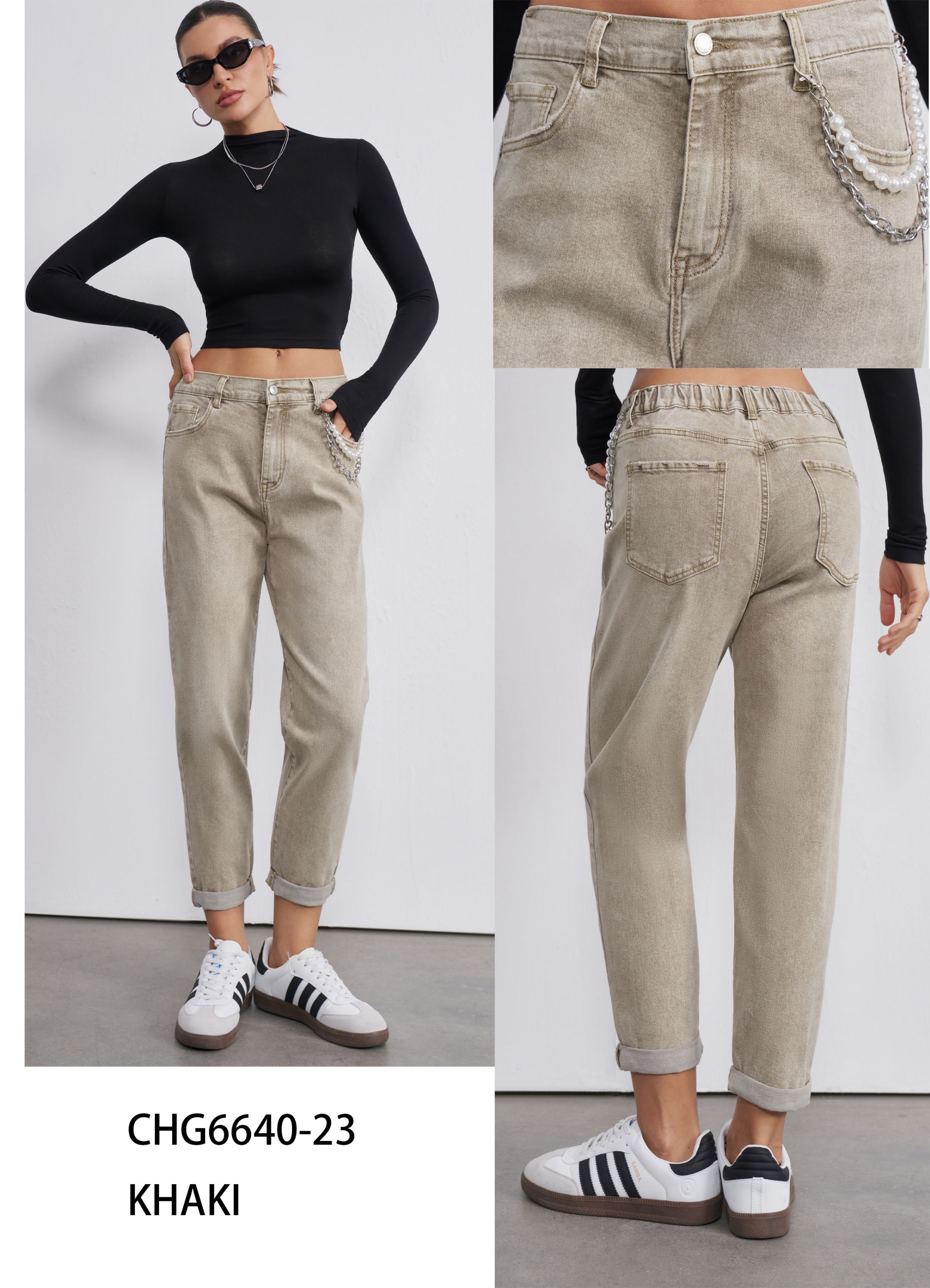 Hochgeschnittene Straight-Hose
