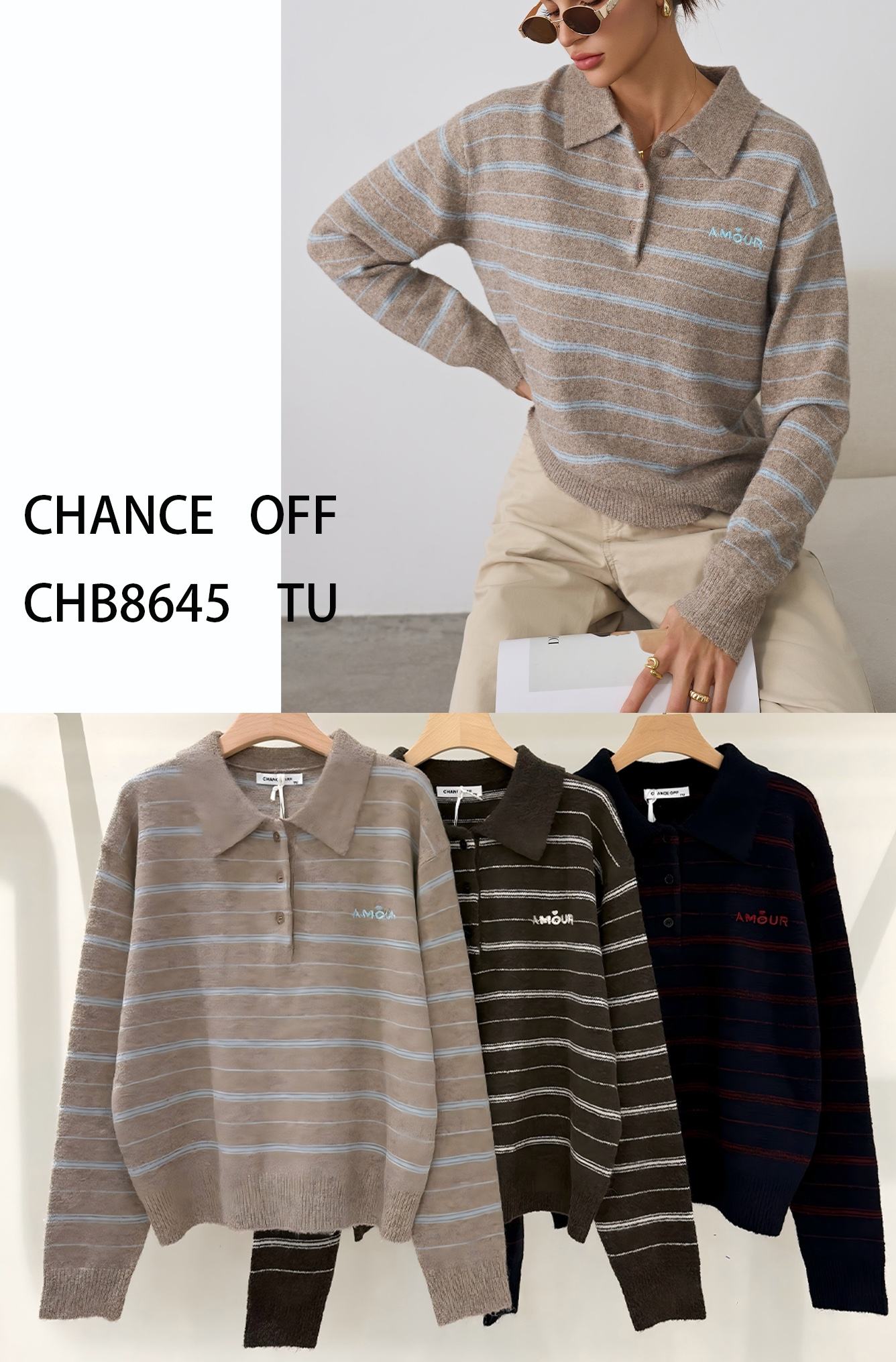 Gestreifter Polo-Pullover