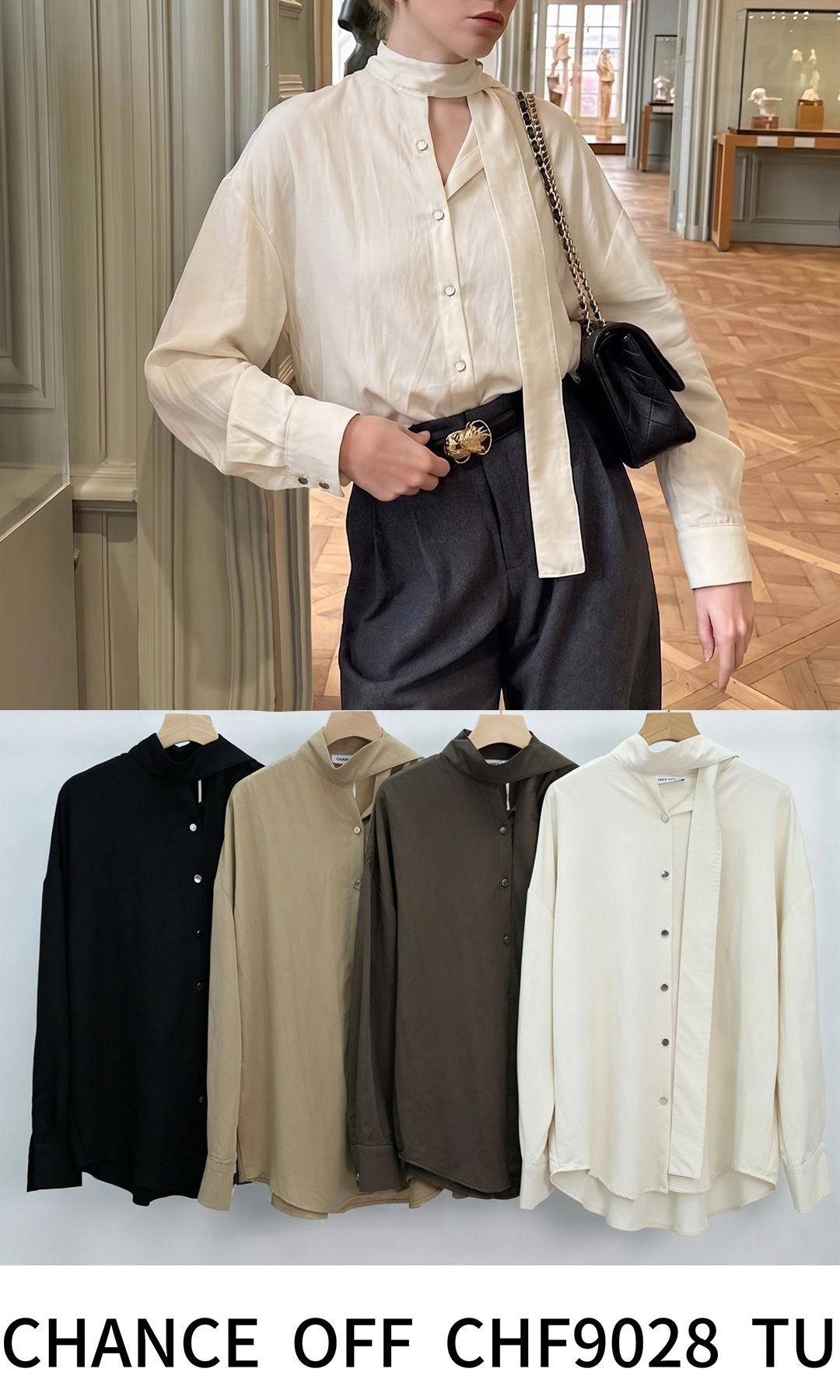 Oversize-Bluse mit Stehkragen