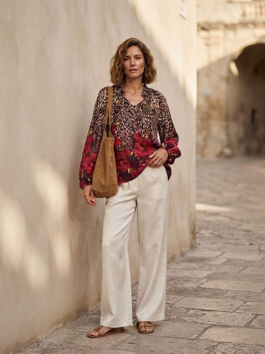 Lockere Bluse mit Rüsche