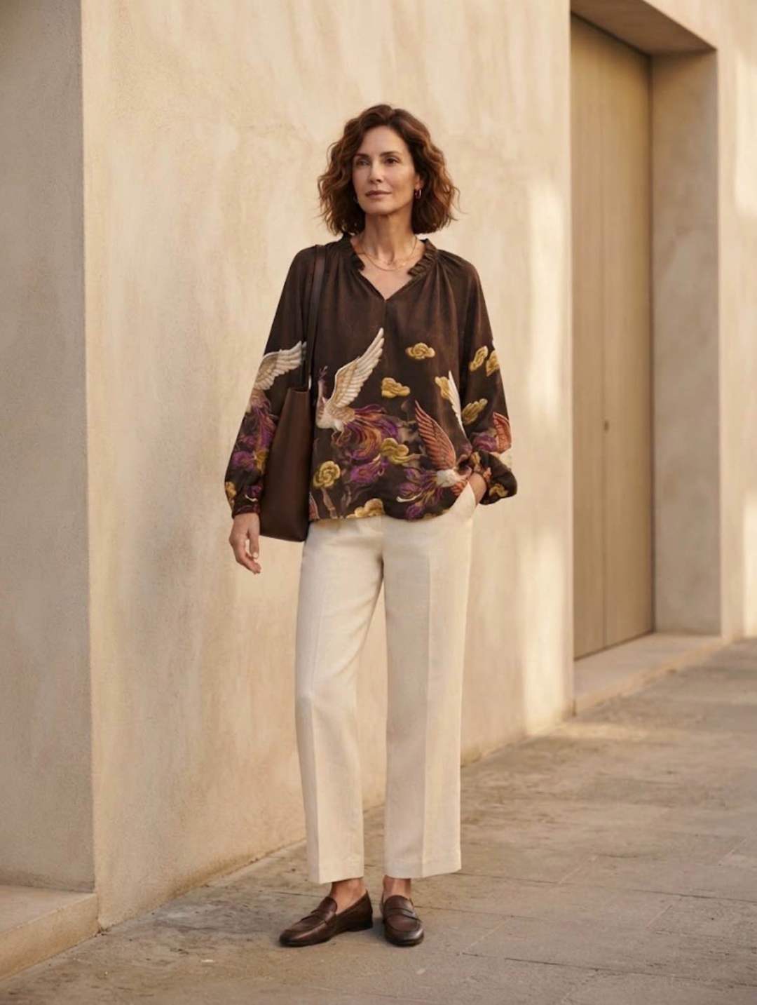 Lockere Bluse mit Rüsche
