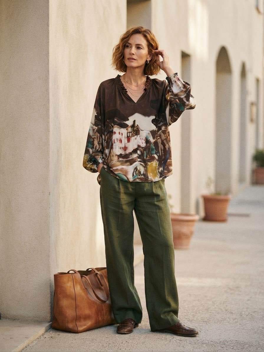 Lockere Bluse mit Rüsche