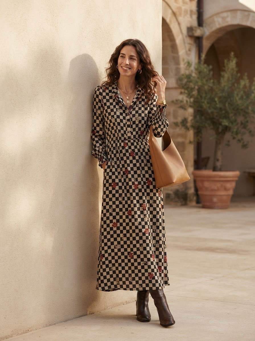 Midi-Hemdkleid mit Volantdetails