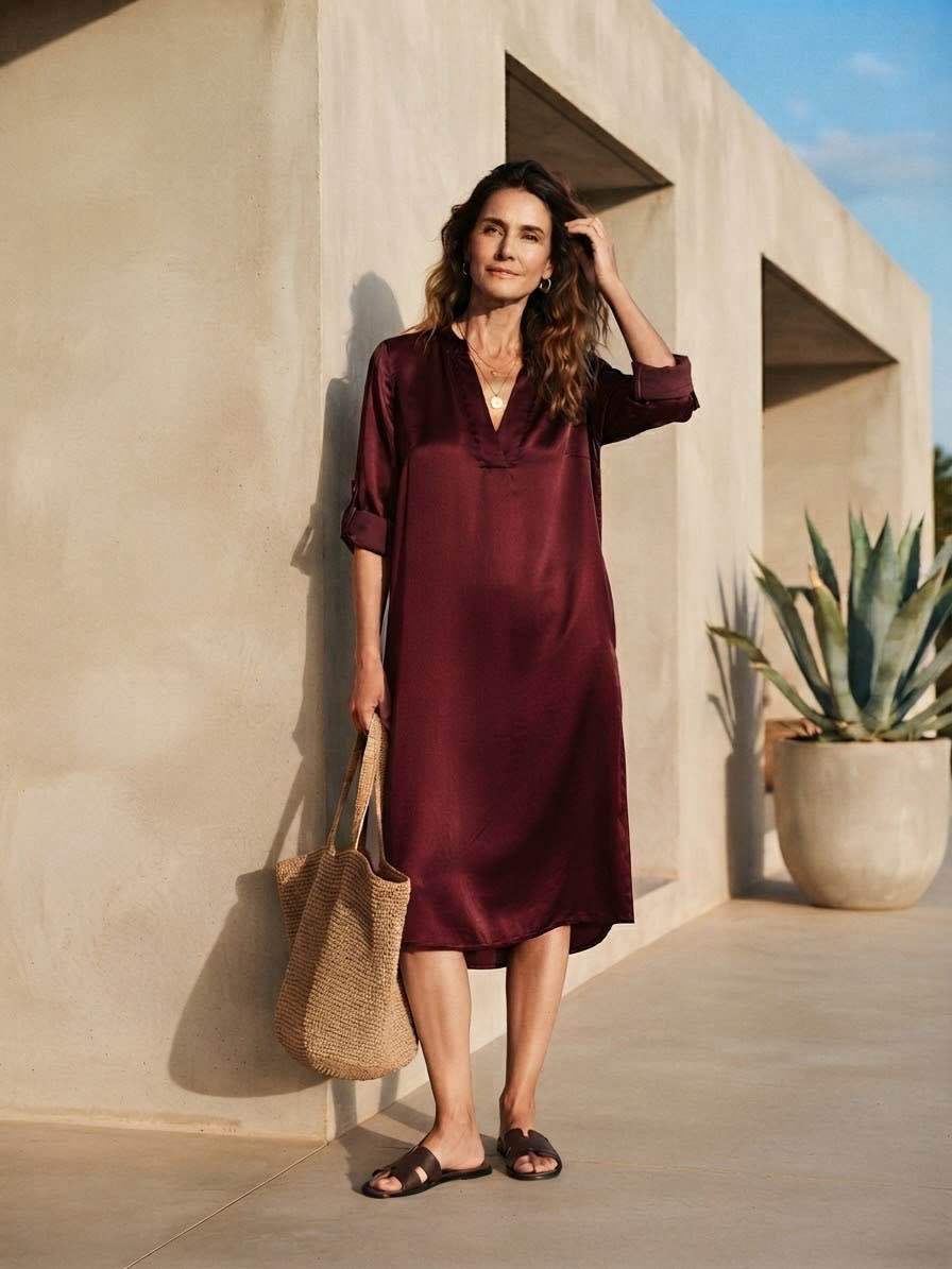 Midi-Trapezkleid mit Falten