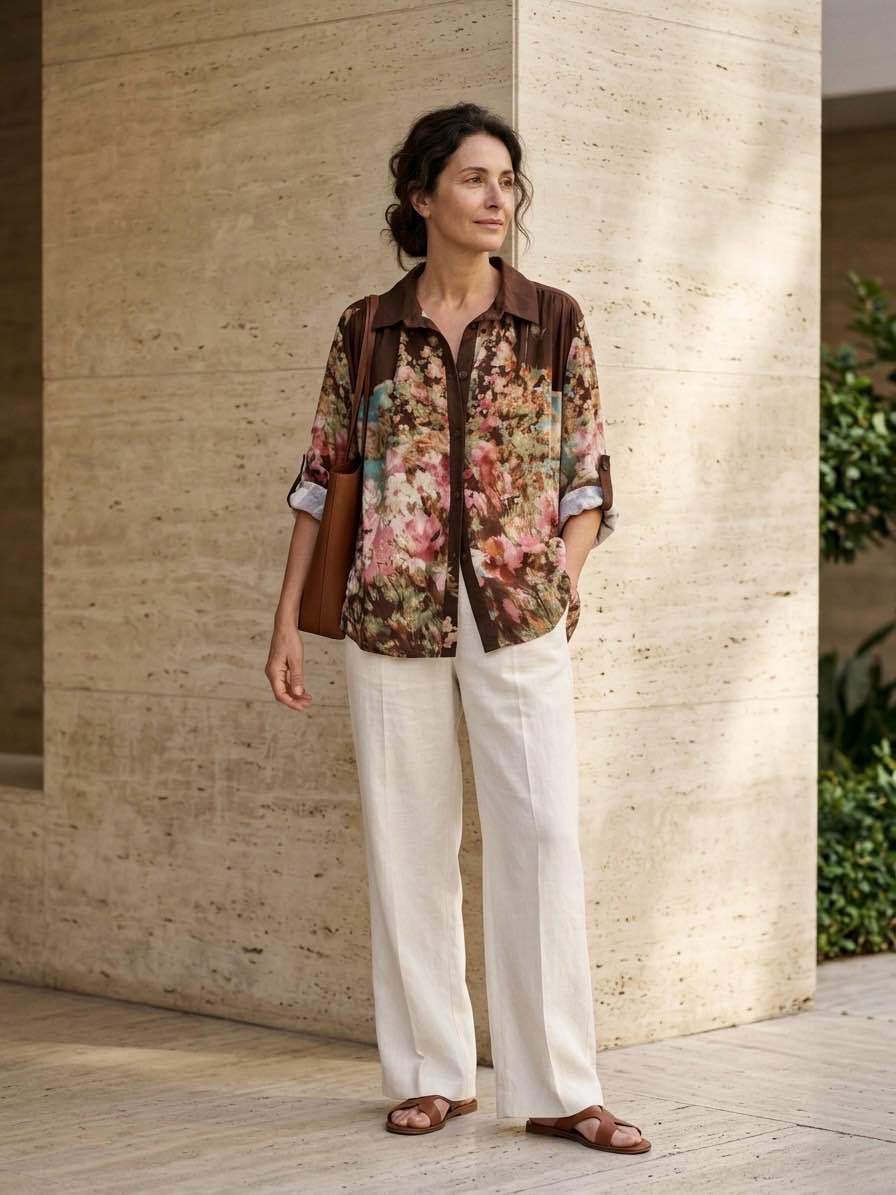 Bluse im Loose-Fit mit Blumenmuster