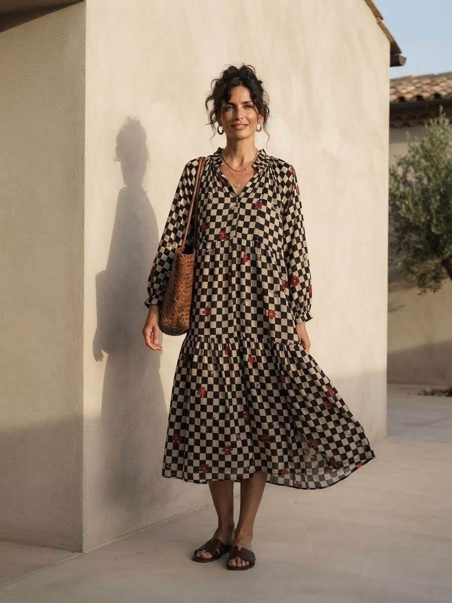 Midi-Kleid mit Rüsche