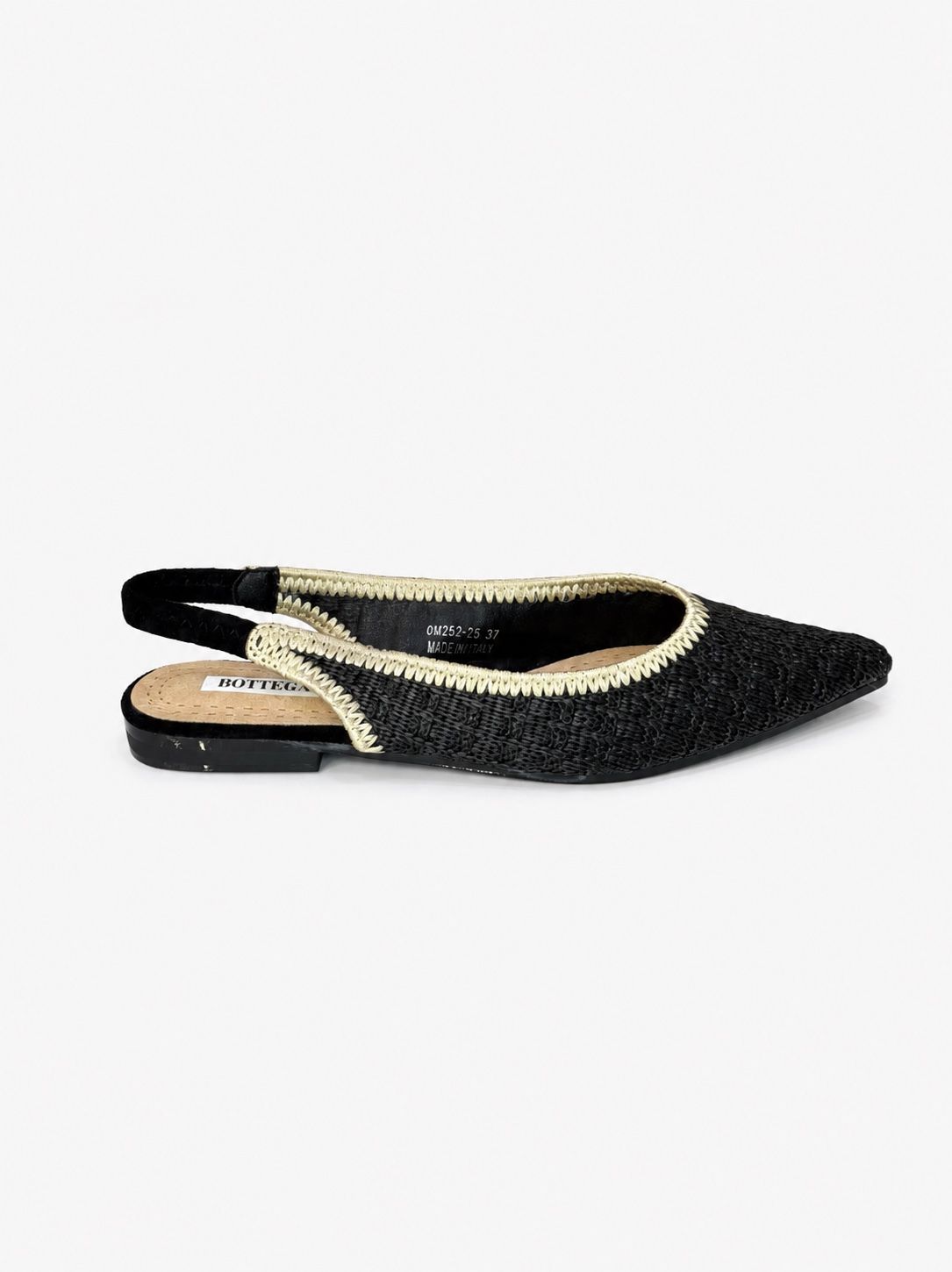 Geflochtene spitze Slingback-Ballerinas