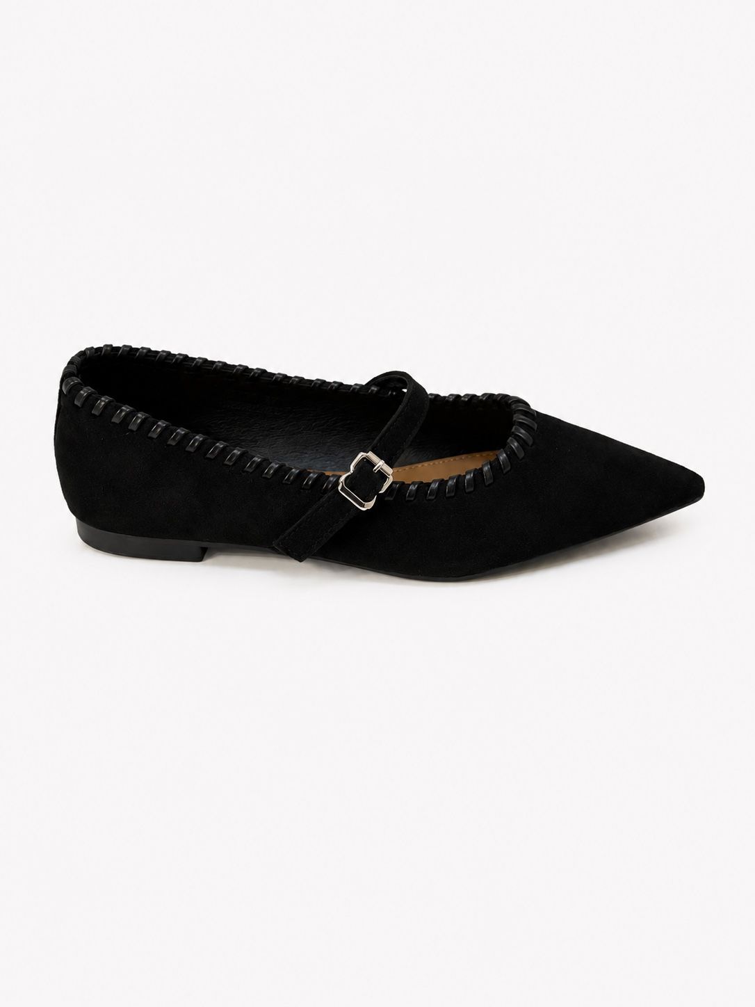 Spitze Mary-Jane Ballerinas mit Knöpfen