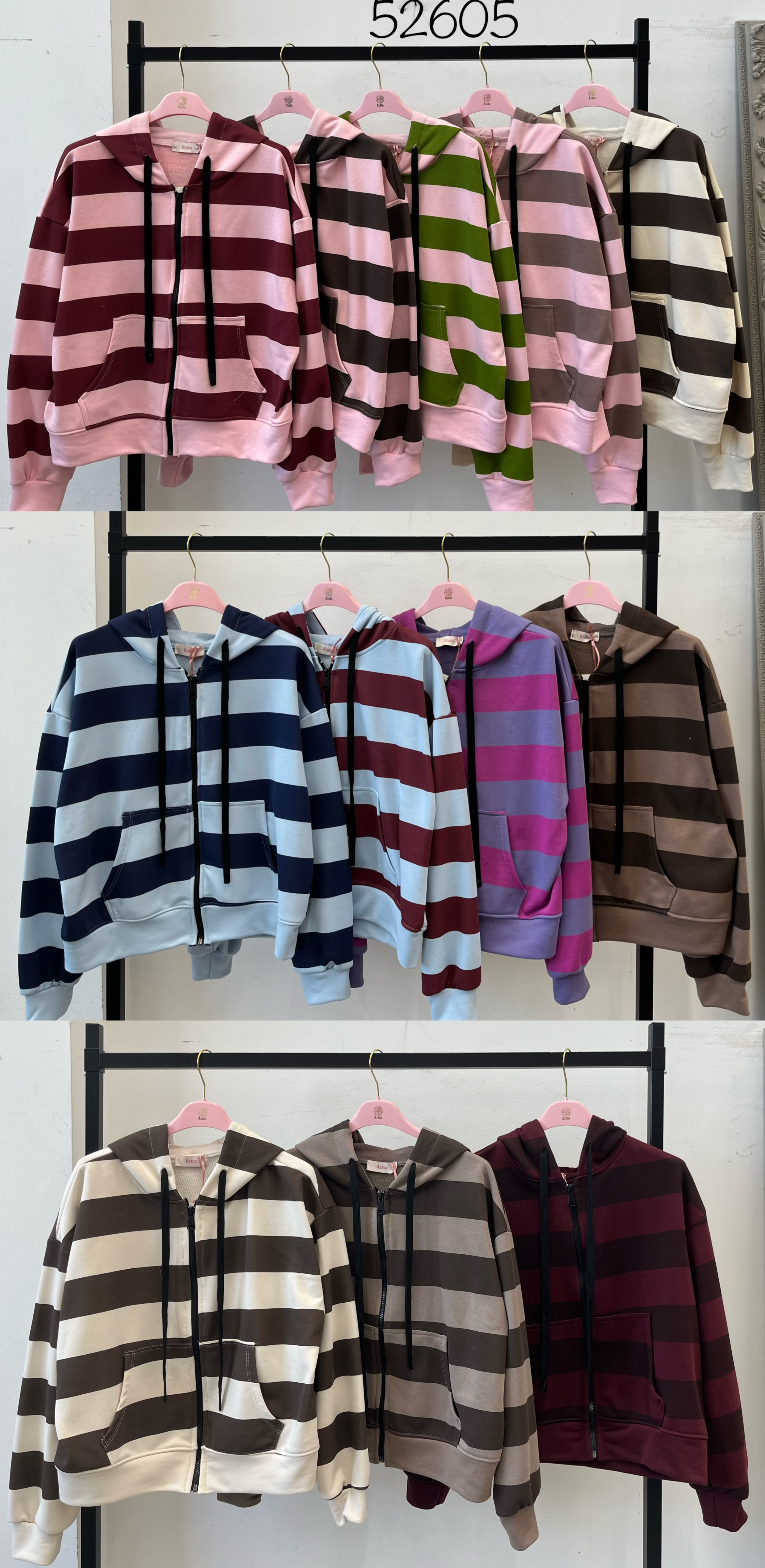 Oversized Kapuzenjacke mit Streifen