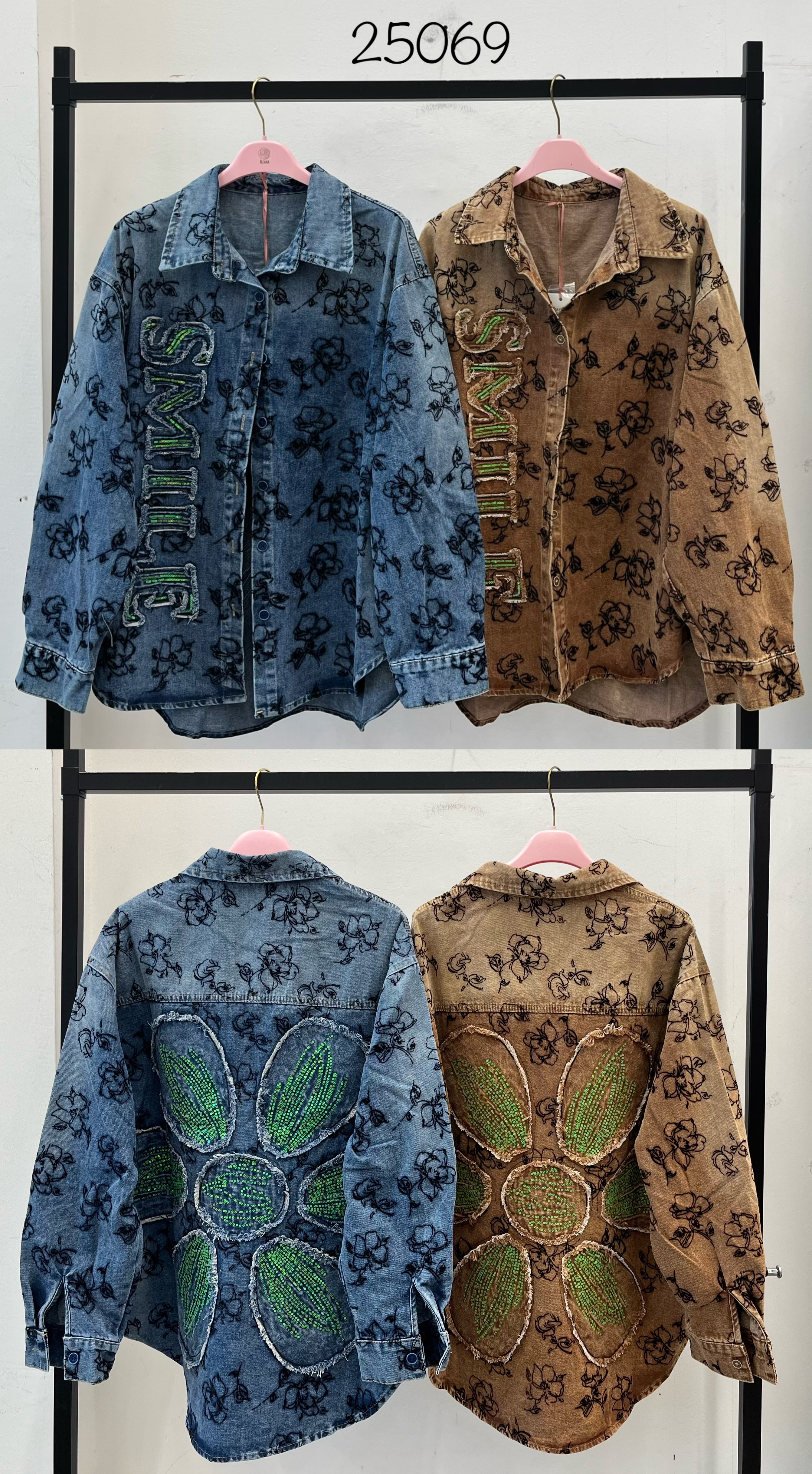 Shacket-Jacke mit Stickerei
