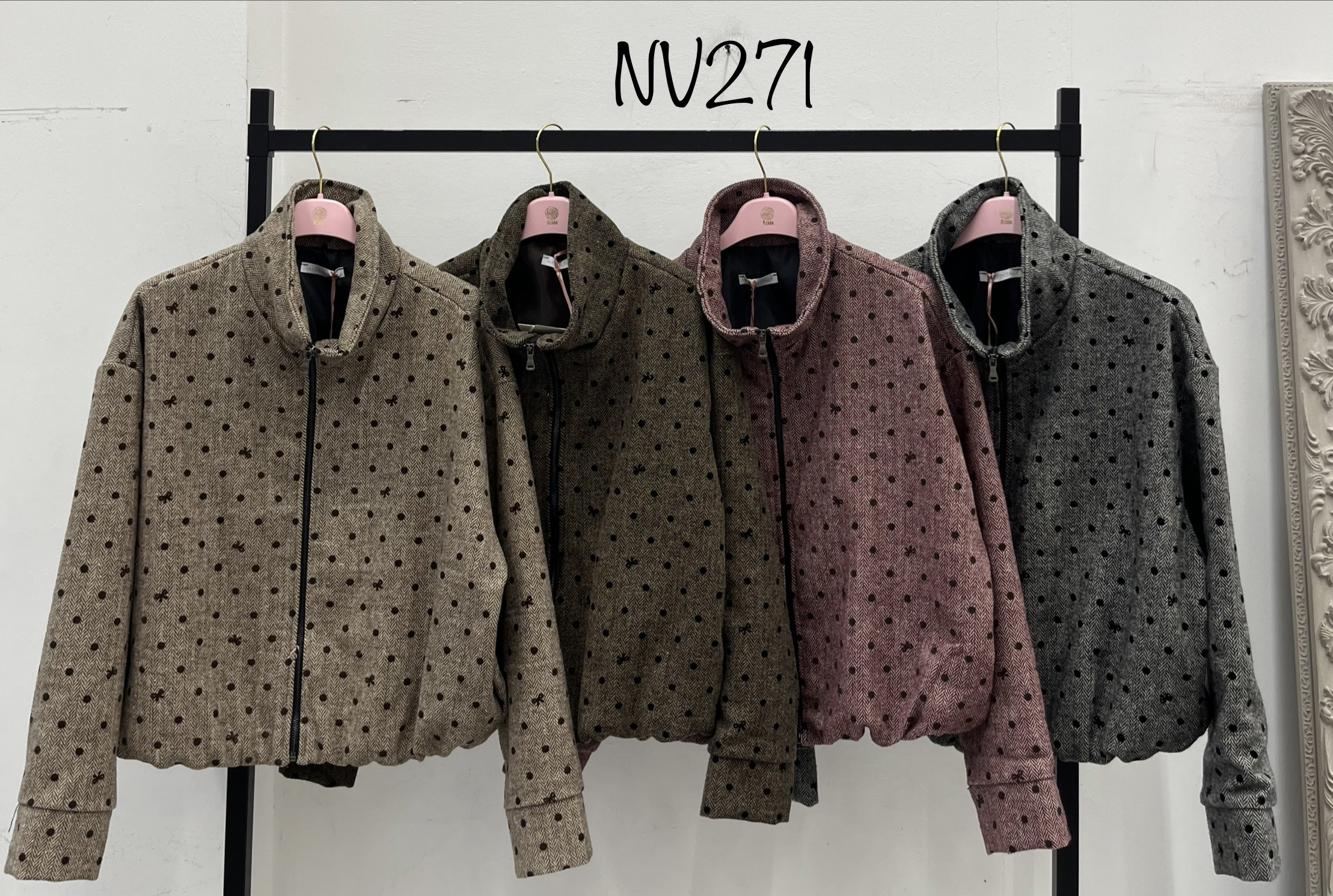 Tweedjacke mit Halb-Stehkragen