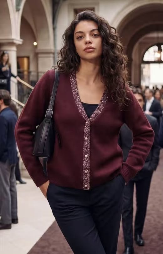 Cardigan mit Paillettenbesatz
