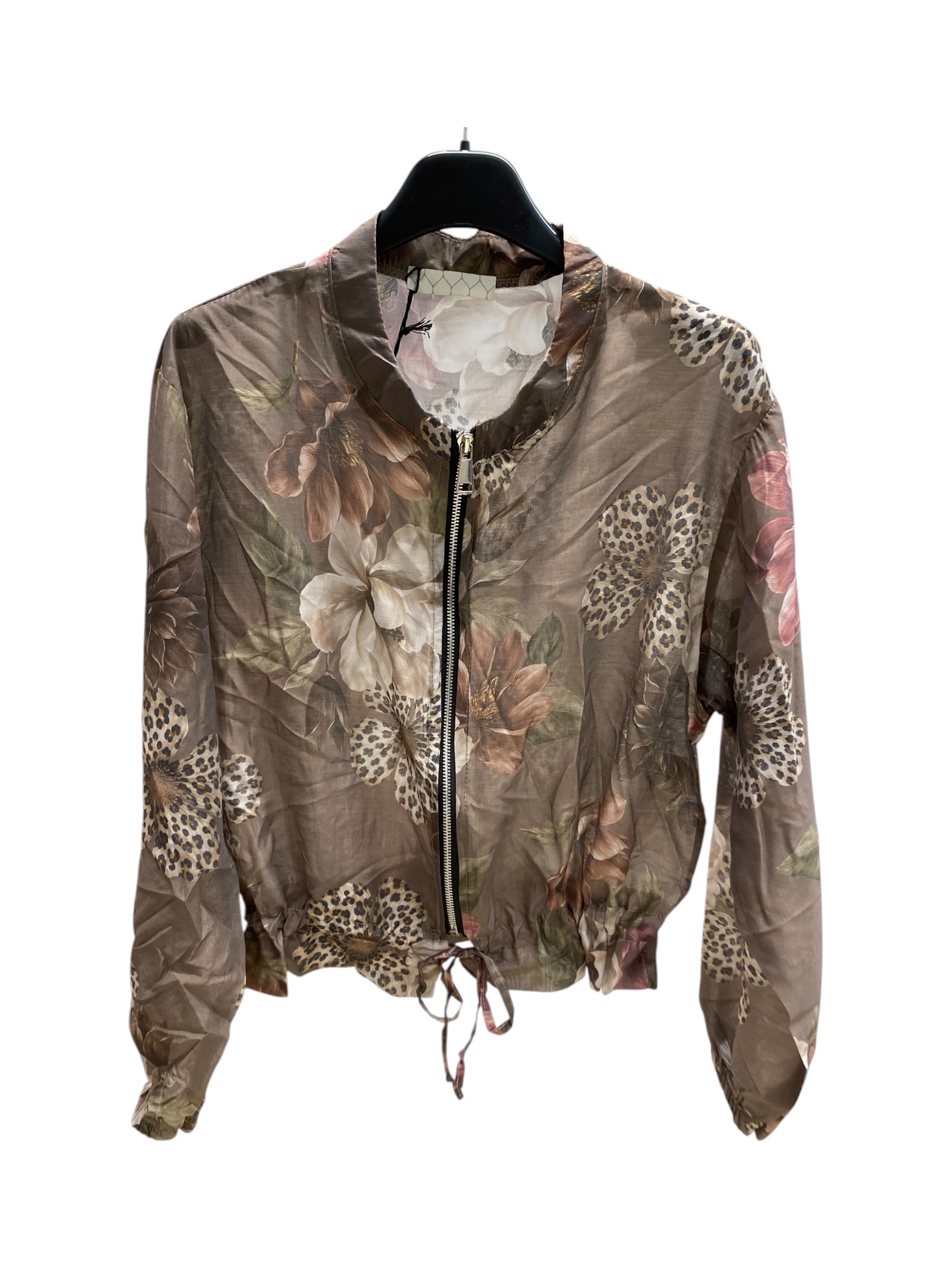 Bomberjacke mit Blumenmuster und Kragen