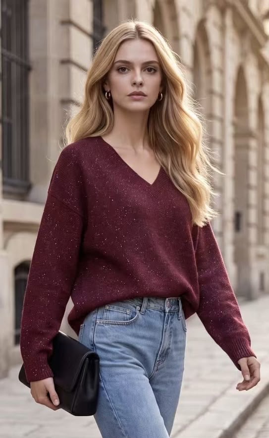 Lockerer Pullover mit V‑Ausschnitt
