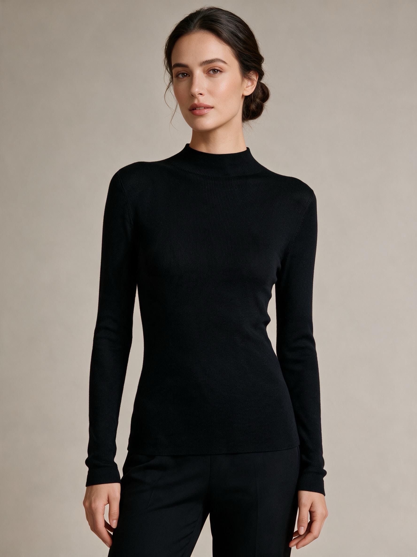 Figurnaher Pullover mit kurzem Rollkragen