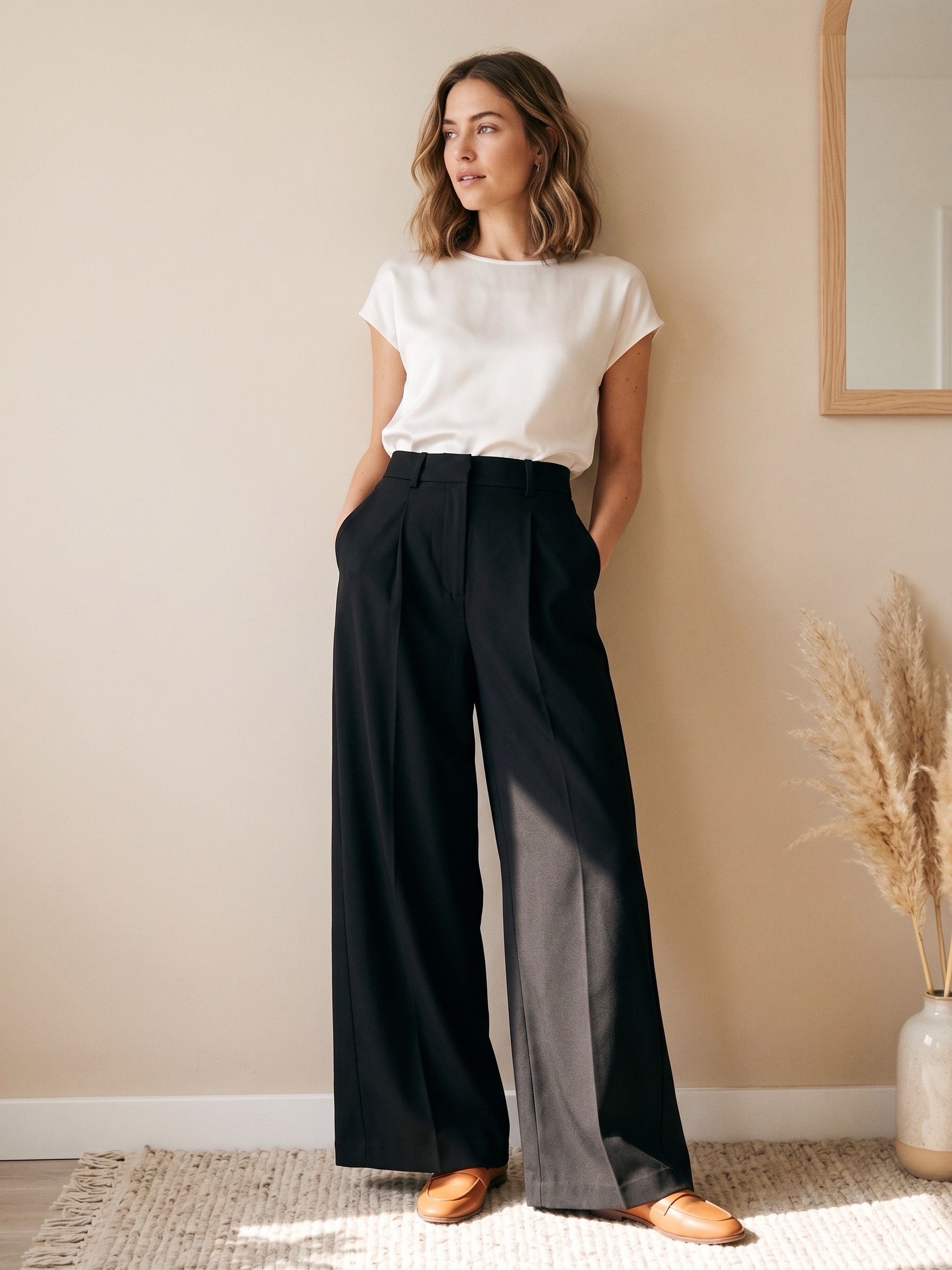 Weit geschnittene Hose mit Falten