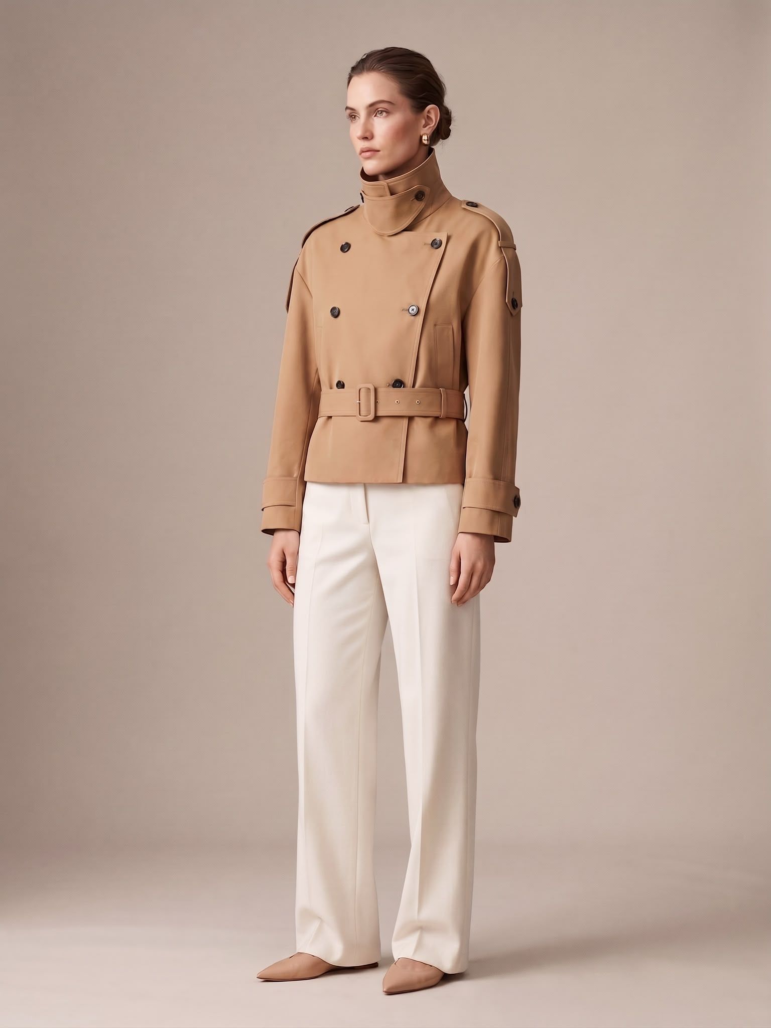Kurzer Trenchcoat mit Stehkragen