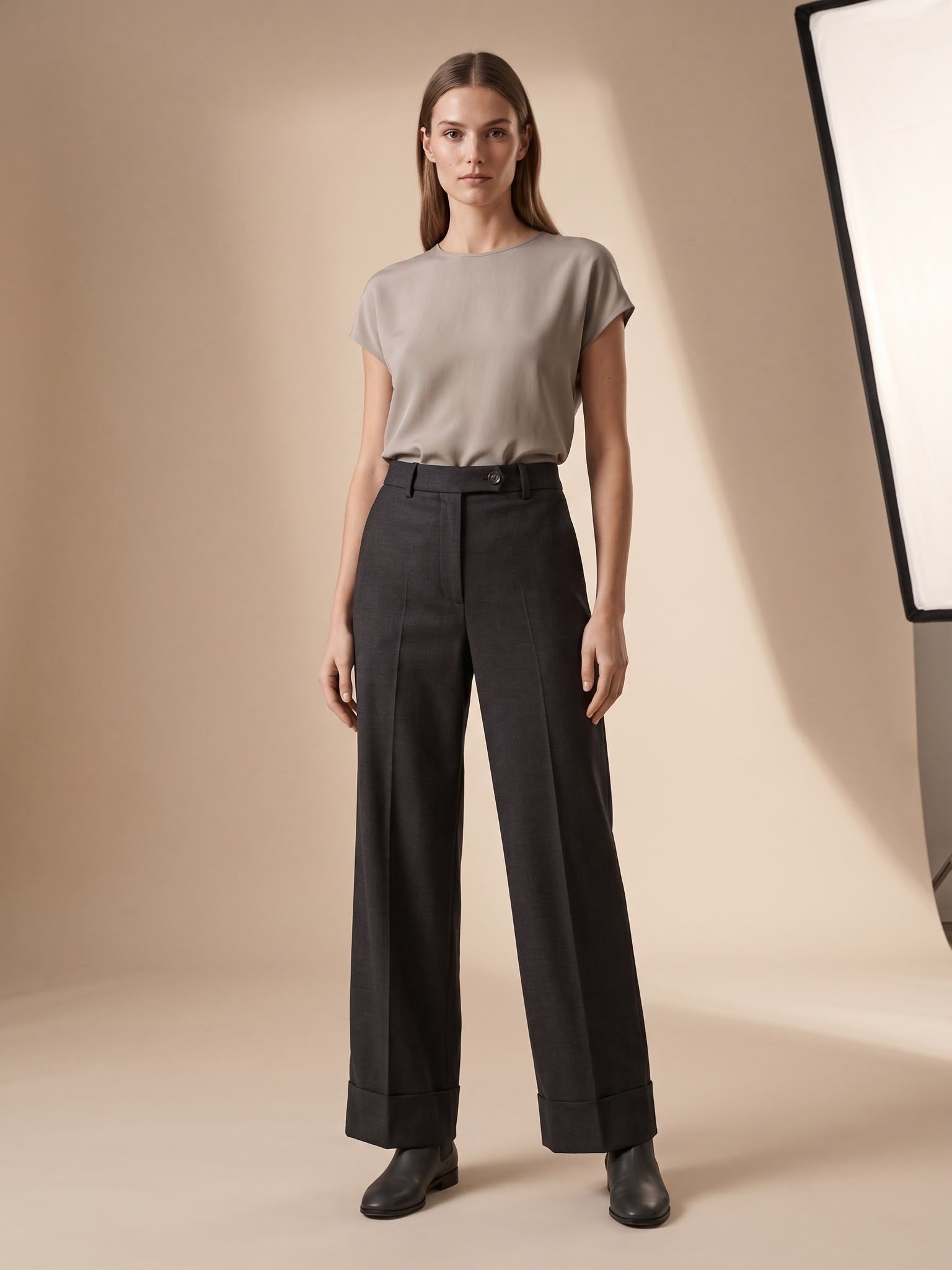 Weite Hose mit hohem Bund