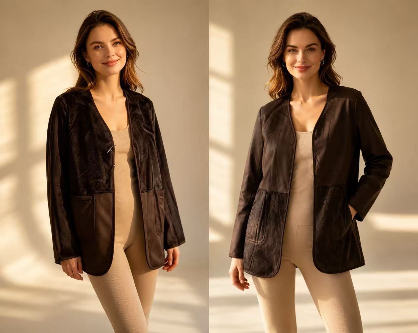 Verlängerter Jacke aus Öko‑Leder