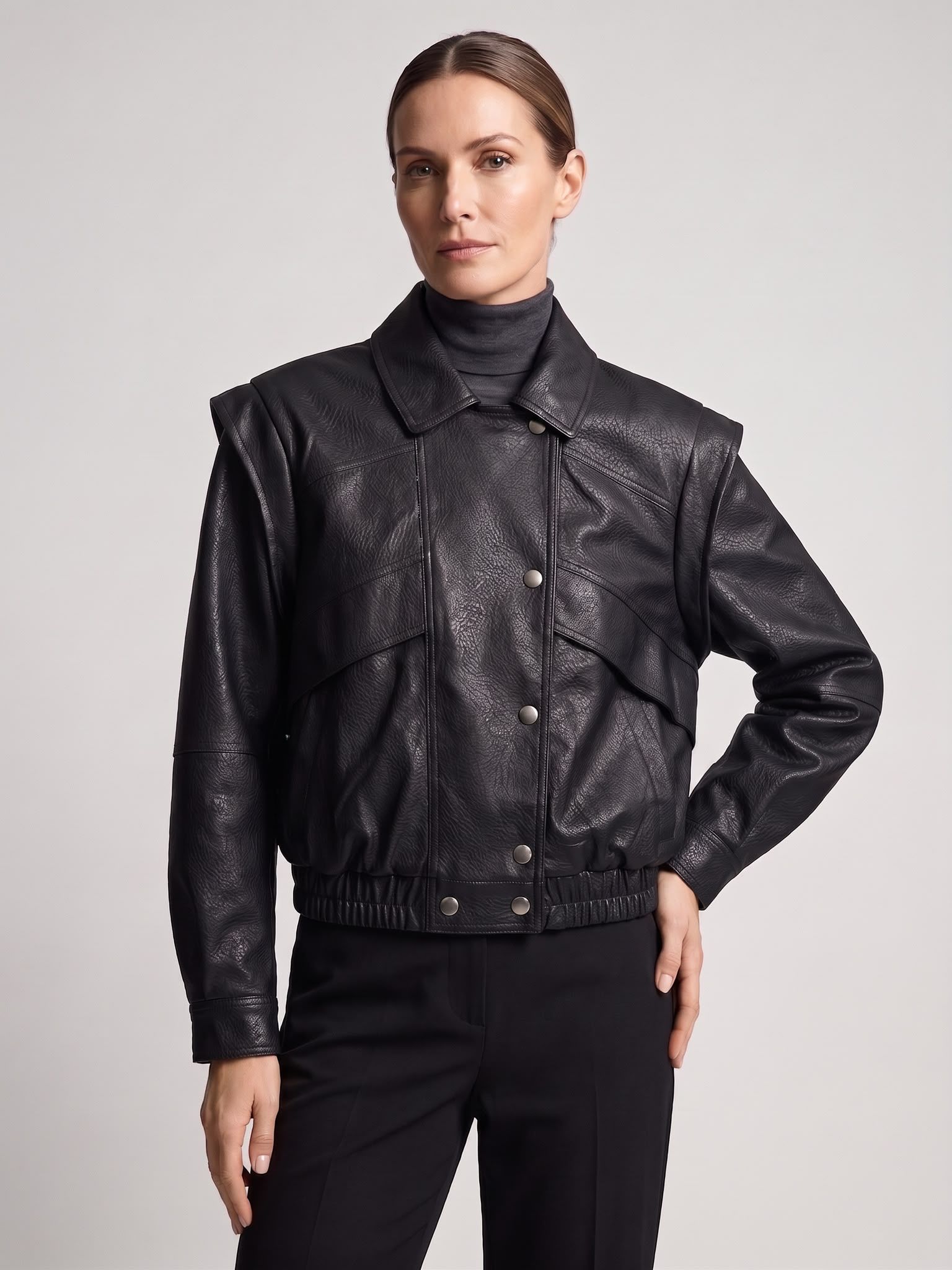 Eco-Lederjacke mit Hemdkragen