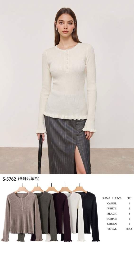 Figurbetonter Pullover mit Rüsche