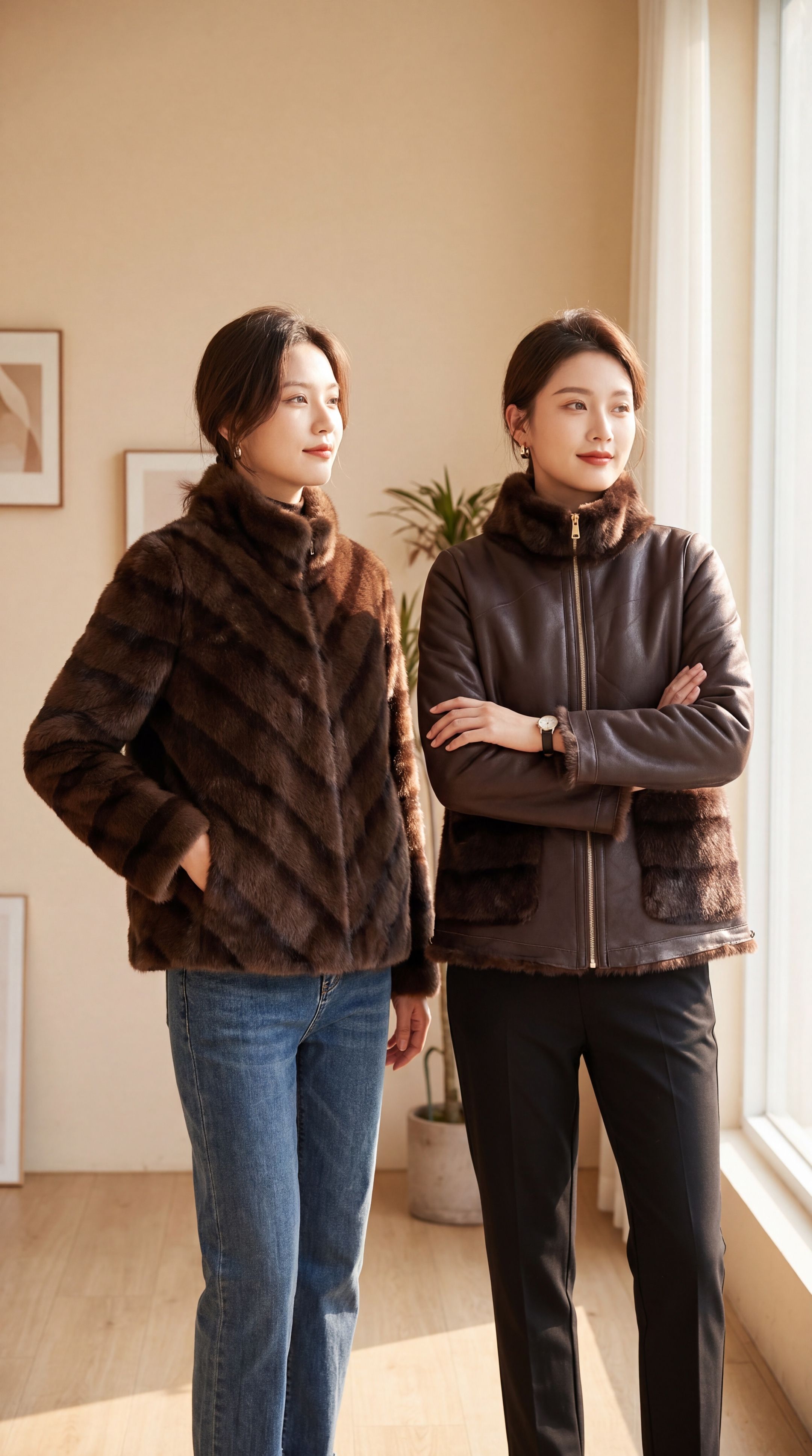 Regular-Jacke mit Strick-Stehkragen