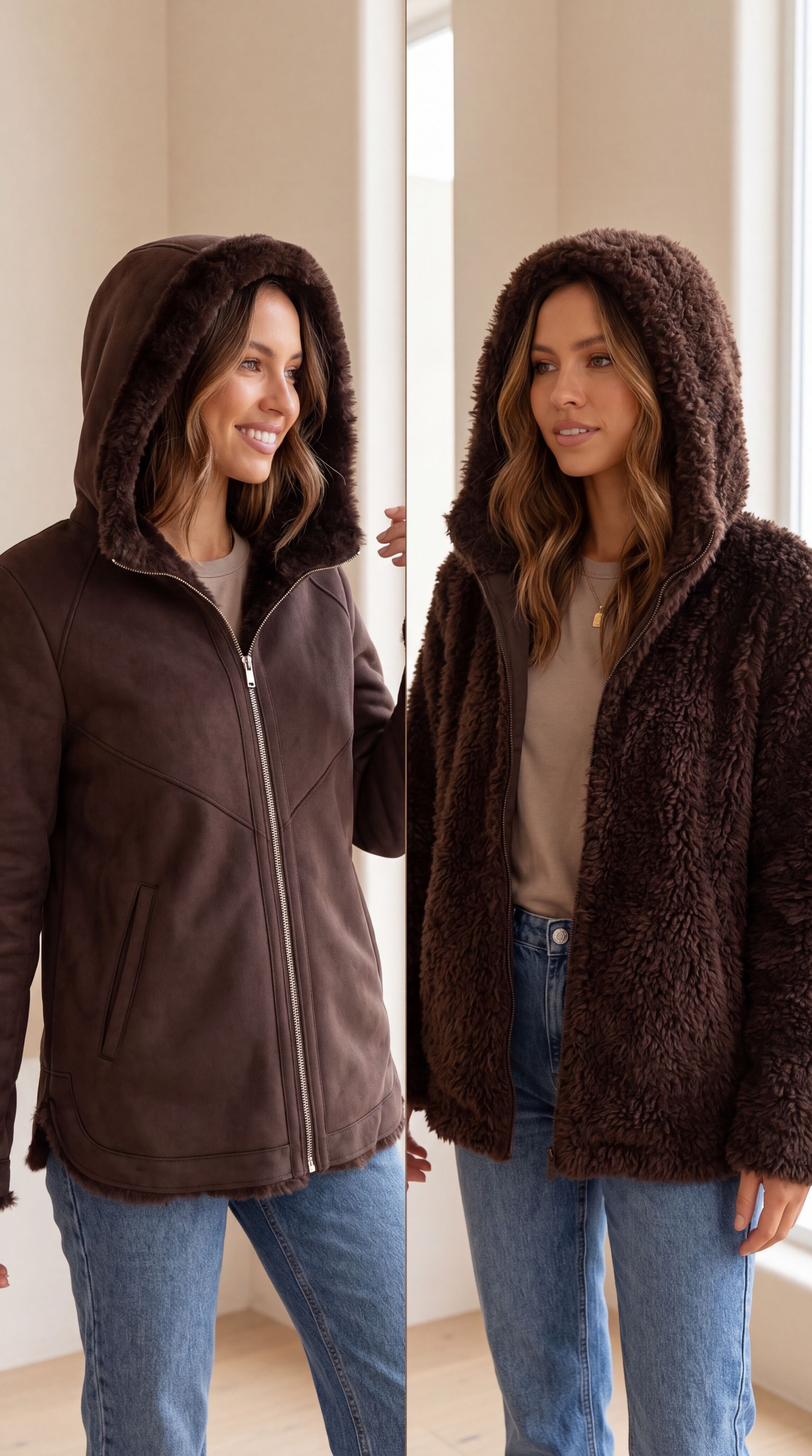 Teddy-Jacke mit Kapuze