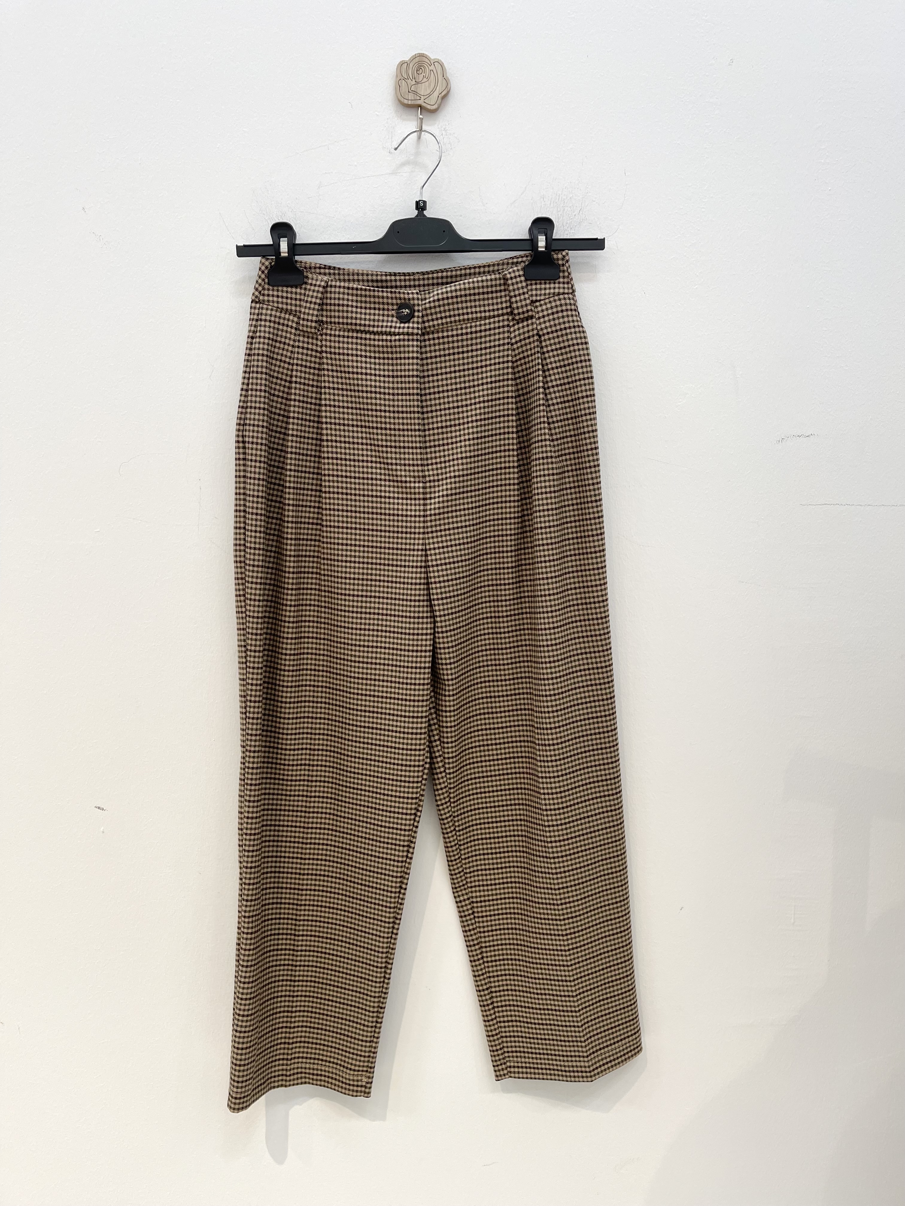 Gerade Knöchellange Hose mit kleinem Karomuster