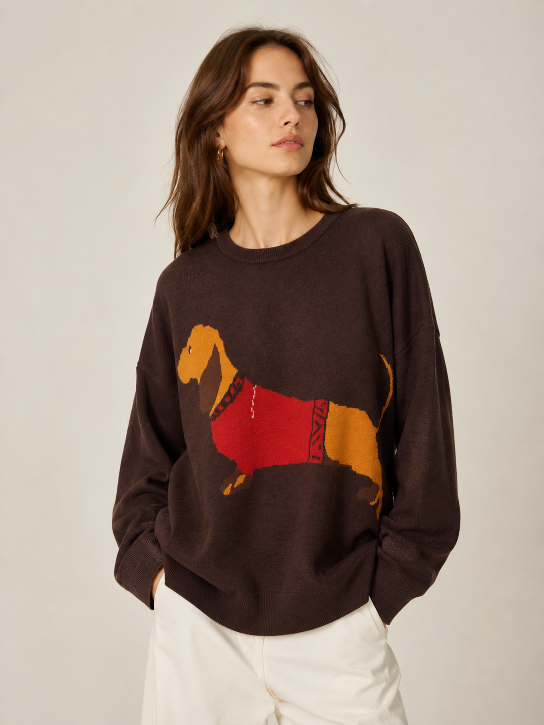 Legerer Pullover bis zur Hüfte