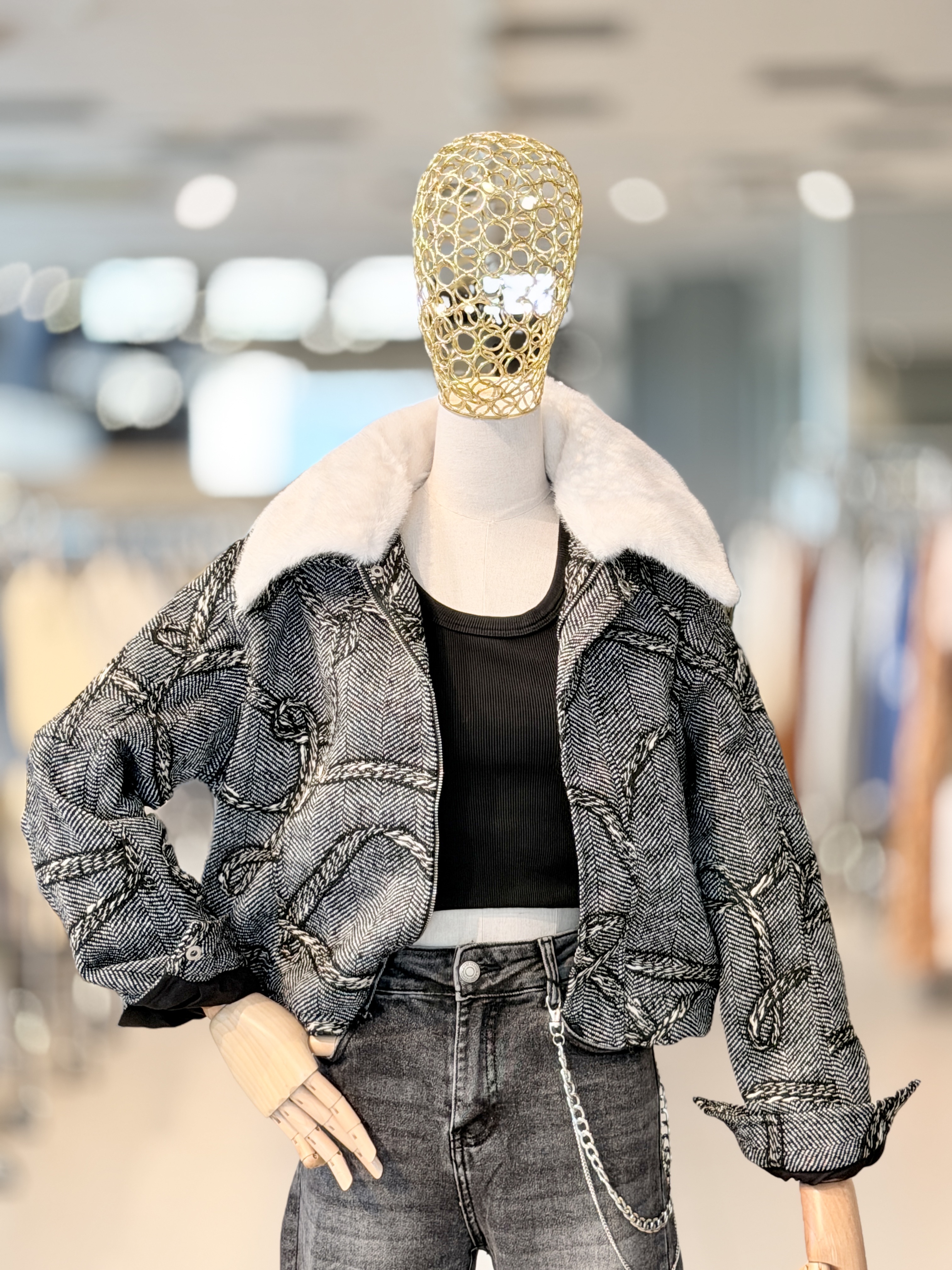 Oversize Übergangsjacke mit Kragen