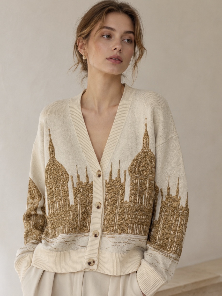 Lockerer V‑Ausschnitt Cardigan