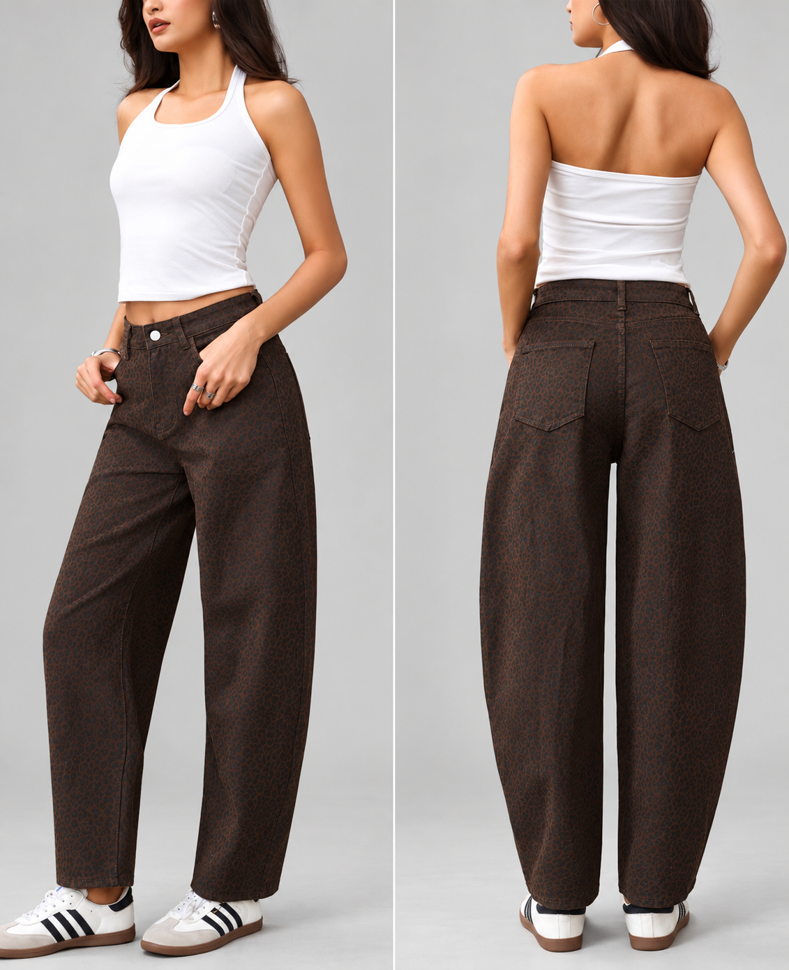 Weit geschnittene Hose mit Leopardenmuster
