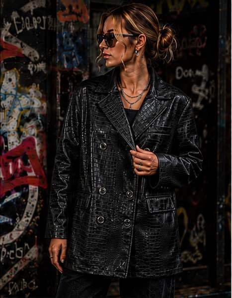 Zweireihige Jacke mit Muster