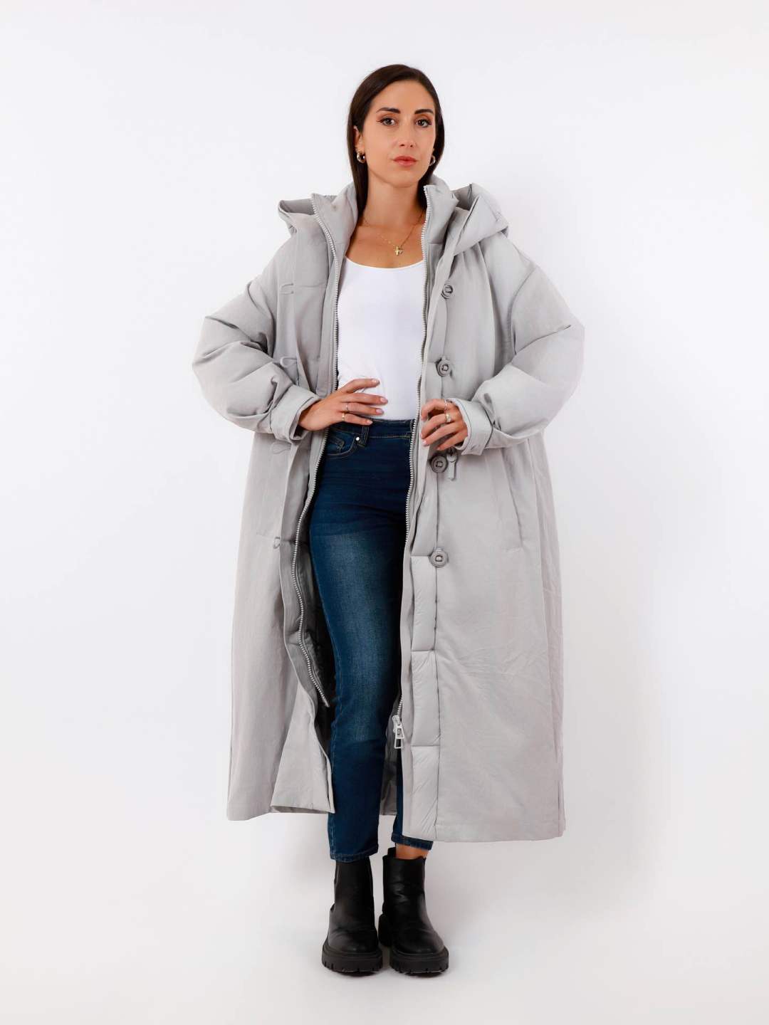 Oversize Maxi-Mantel mit Kapuze