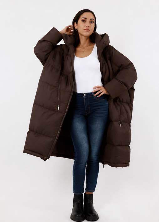 Oversize Midi-Mantel mit Kapuze