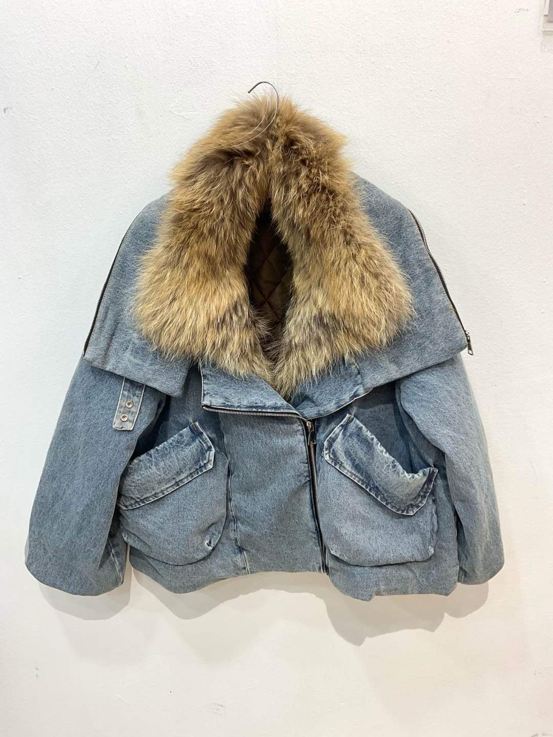 Oversized Jeansjacke mit Kragen