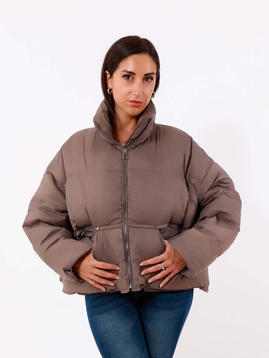 Oversize-Jacke mit hohem Stehkragen