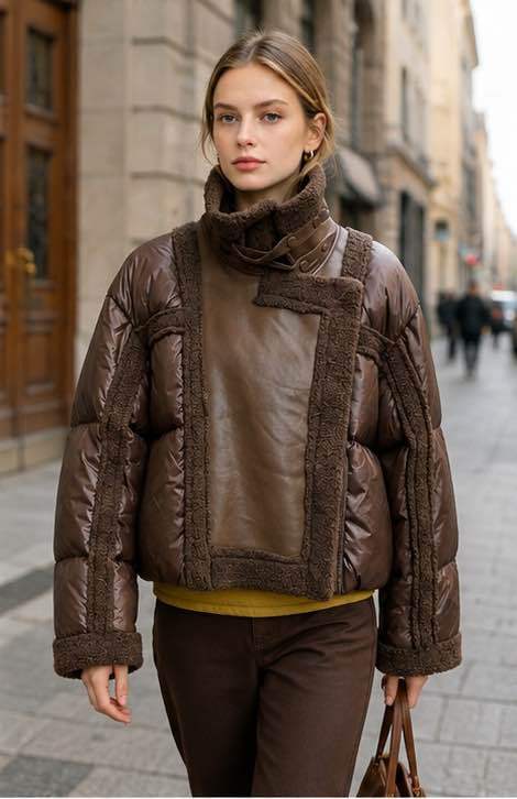 Oversize Cropped-Jacke mit Stehkragen