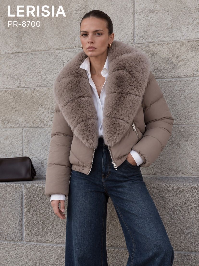 Kurze Jacke mit Fellkragen