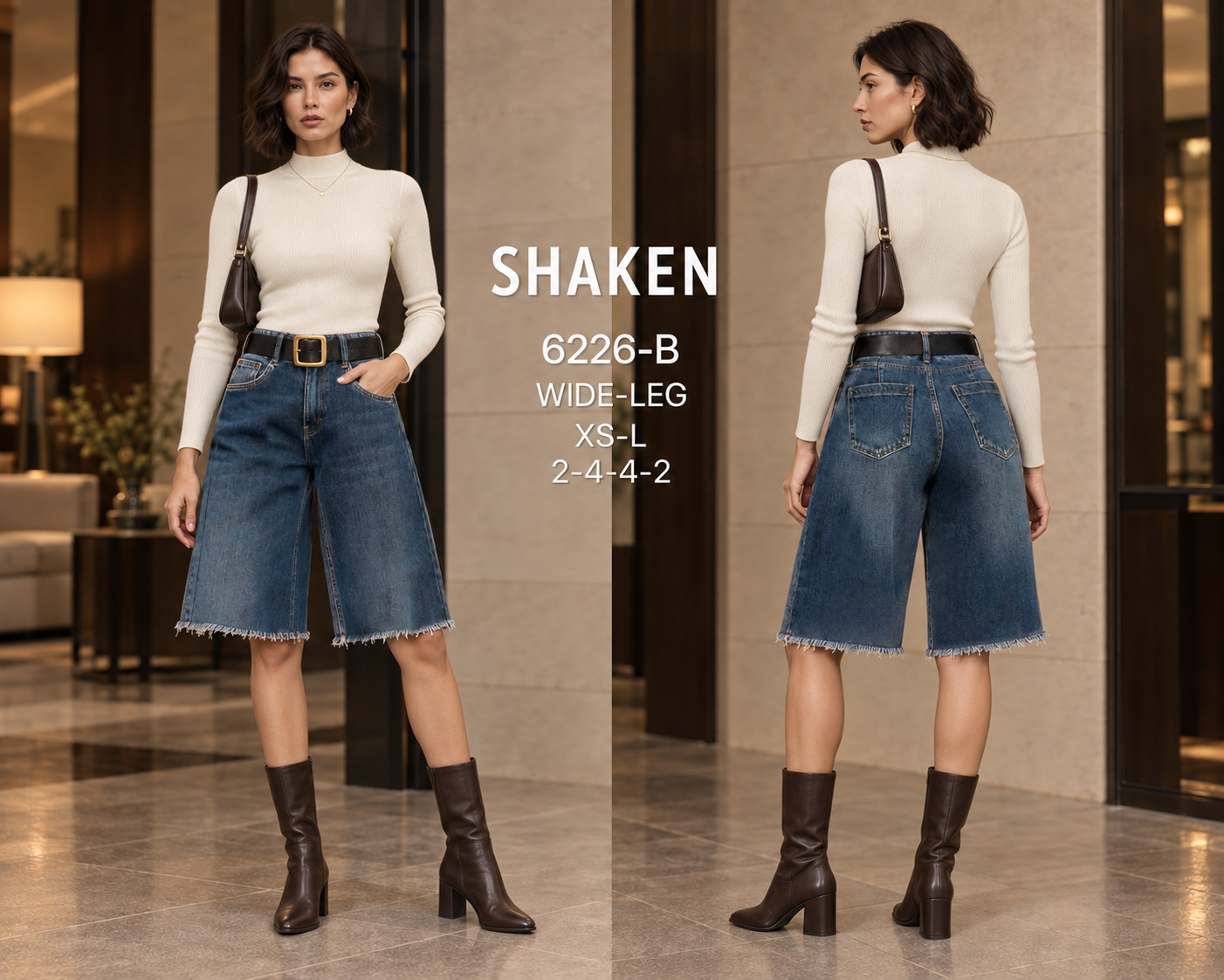 Bermuda-Shorts mit hoher Taille
