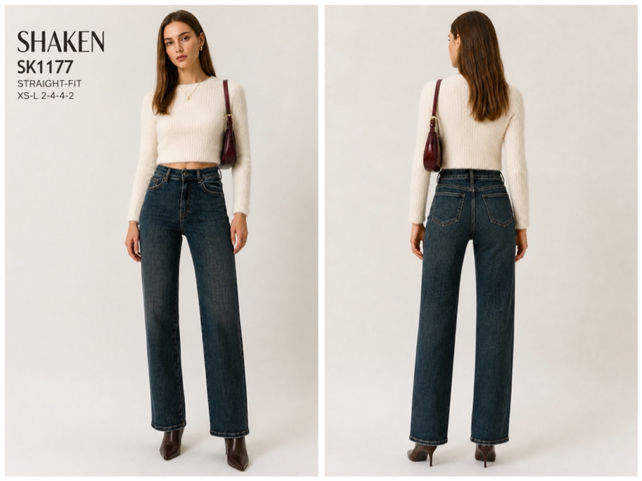 Straight Jeans mit hohem Bund