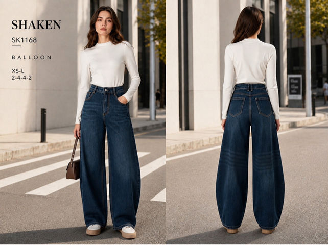 Weite Hose mit hoher Taille