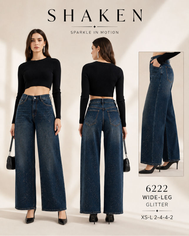 High‑Waist Wide‑Leg Jeans