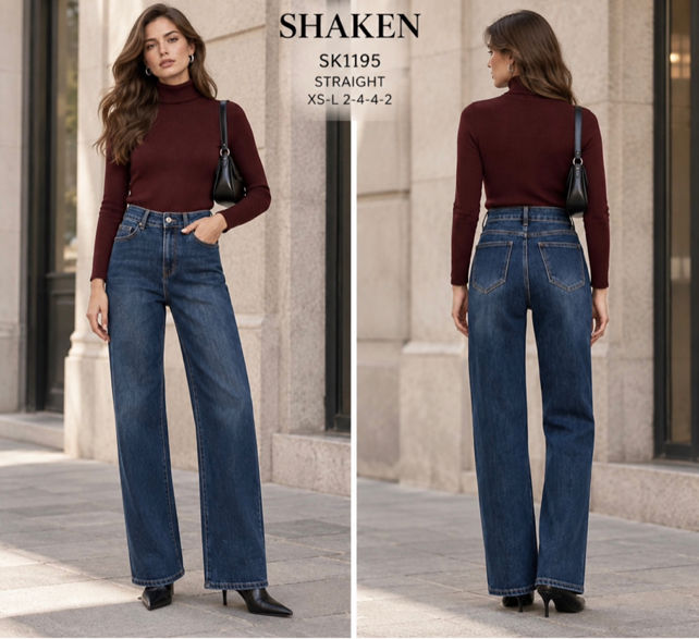 Straight-Leg Jeans mit Hohem Bund