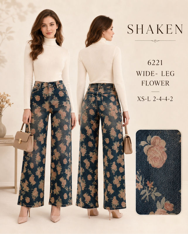 Wide‑Leg-Hose mit Muster