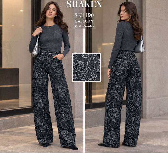 High‑Waist Wide‑Leg Jeans