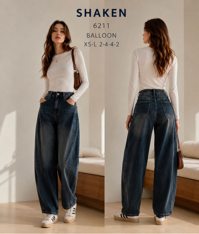 Balloon-Jeans mit hohem Bund